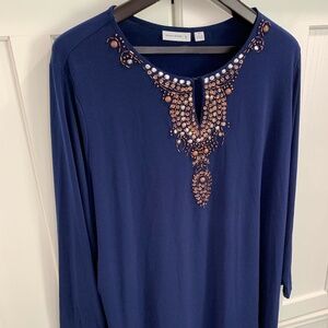 Susan Graver Liquid Knit Beaded Tunic 3x
